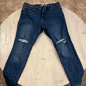 Old Navy Dark Blue Distressed Skinny Jeans